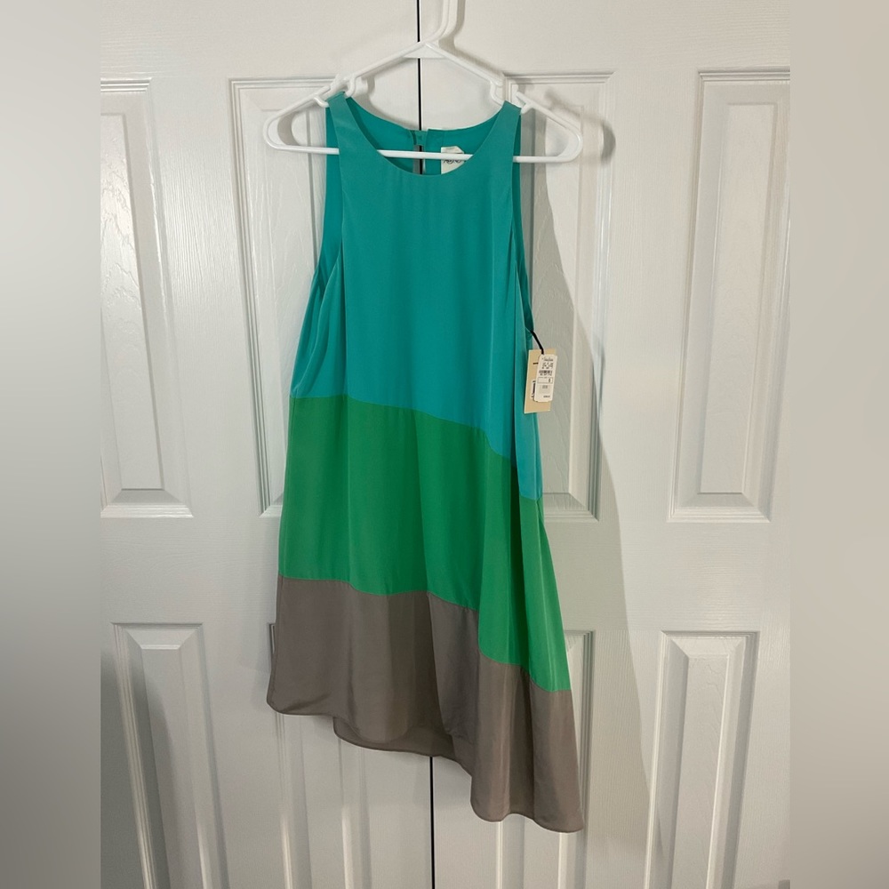 Ali Ra asymmetric NWT women’s size 6 dress in blue green and gray from Neiman’s